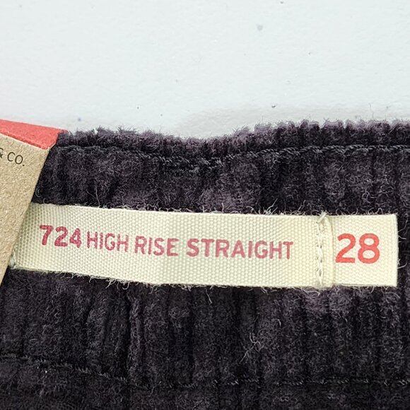 Levi's 724 High Rise Straight Corduroy Pants 28 Black NWT - Picture 3 of 7